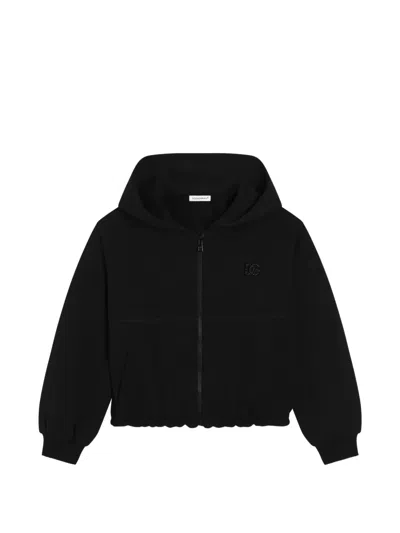Dolce & Gabbana Kids' Zip-up Hoodie In Black