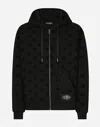Dolce & Gabbana All-over Dg Print Zip-up Hoodie In ブラック