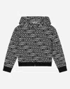 Dolce & Gabbana Zip-up Hoodie With All-over Logo Print In Multicolor