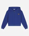 Dolce & Gabbana Zip-up Hoodie With Logo Tag In Blue
