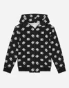 Dolce & Gabbana Zip-up Jersey Hoodie With Dg Logo Print In Multicolor