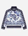 Dolce & Gabbana Zip-up Jersey Sweatshirt With Majolica Print In Multicolor