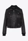 Dolce & Gabbana Bomber Jacket With Elasticated Hem And Wide Collar In Black