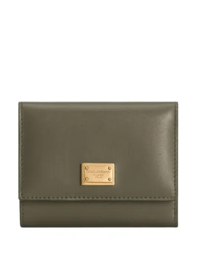 Dolce & Gabbana Zip-up Plaque Wallet In Green