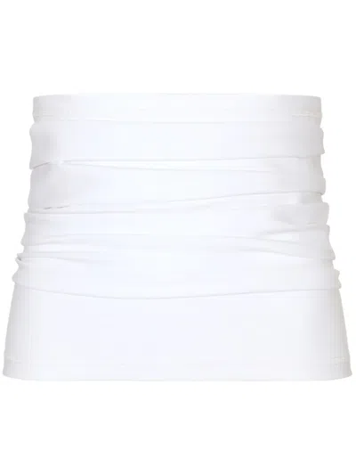 Dolce & Gabbana Zip-up Gathered Waist Sash In White