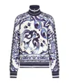 Dolce & Gabbana Majolica-print Zip-up Sweatshirt In White