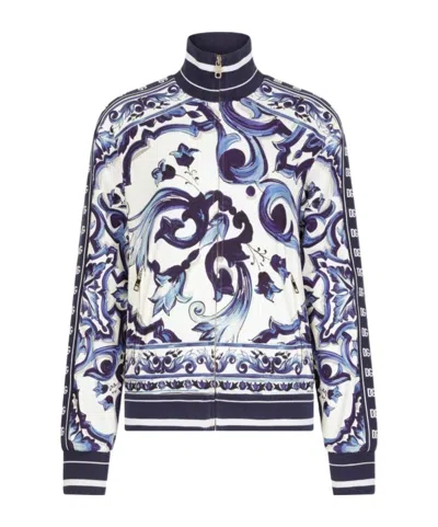 Dolce & Gabbana Majolica-print Zip-up Sweatshirt In Multi