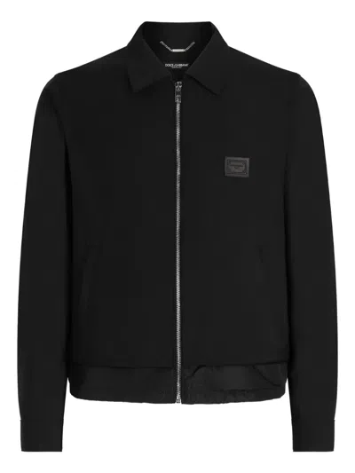 Dolce & Gabbana Zip-up Windbreaker In Black