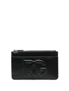Dolce & Gabbana Black Leather Wallet With Embossed Logo In Black