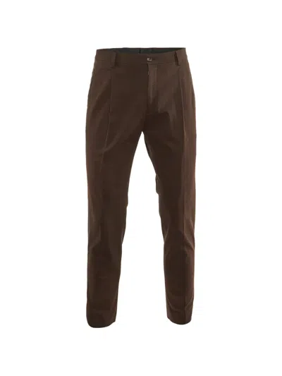 Pre-owned Dolce & Gabbana Zip-closure Chino Trousers In Brown