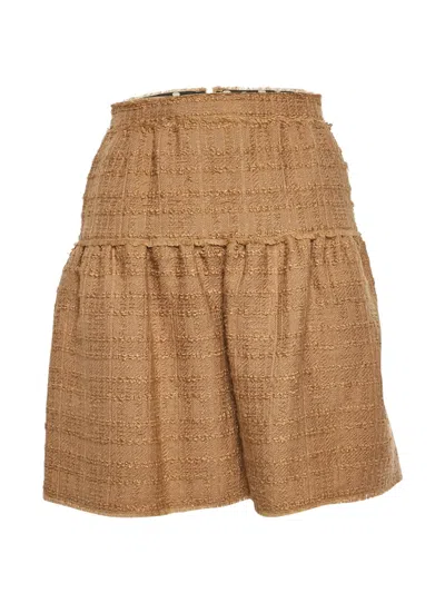 Pre-owned Dolce & Gabbana Zip-fastening Tweed Mini Skirt In Brown