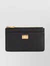 Dolce & Gabbana Zip-closure Calf Leather Wallet With Gold-tone Hardware In Black