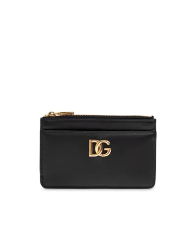 Dolce & Gabbana Zipper Card Holder In Black