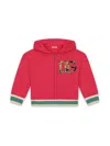 Dolce & Gabbana Logo-patch Zip-front Hoodie In Fuchsia