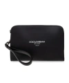 Dolce & Gabbana Clutch Leather Wrist Strap In Black