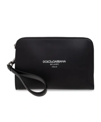 DOLCE & GABBANA DOLCE  GABBANA LOGO PRINTED ZIPPED CLUTCH BAG
