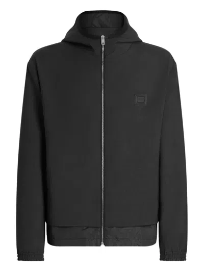 Dolce & Gabbana Wool-blend Canvas Hooded Jacket In Black