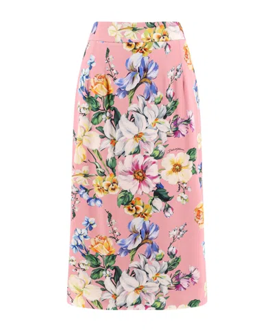 DOLCE & GABBANA DOLCE  GABBANA FLORAL PRINTED MIDI SKIRT