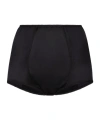 Dolce & Gabbana High-waisted Silk Blend Shorts With Elastic Waistband In Black