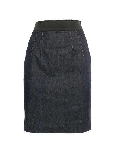 Pre-owned Dolce & Gabbana Zip-up Pencil Skirt In Blue