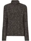 Dolce & Gabbana Cable Knit Turtleneck Sweater In Black