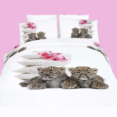Dolce Mela Baby Leopards Duvet Cover Set In Red