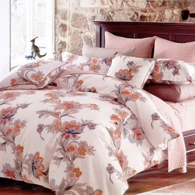 Dolce Mela Duvet Cover Set In Ivory,cream,orange