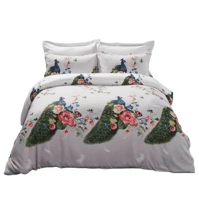 Dolce Mela Microfiber Reversible 6 Piece Duvet Cover Set In White,green