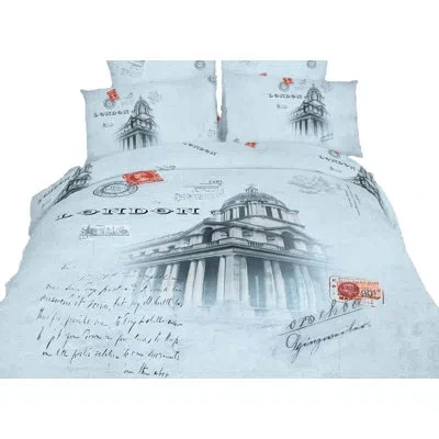 Dolce Mela Novelty London Duvet Cover Set In Black;red;blue-gray