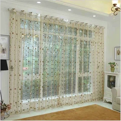 Dolce Mela Polka Dots Semi-sheer Grommet Single Curtain Panel In Brown