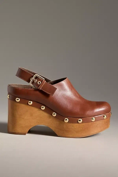 Dolce Vita Adelan Wood-bottom Clog Heels In Brown