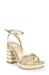 Dolce Vita Agnes Ankle Strap Platform Sandal In Platinum Metallic Leather
