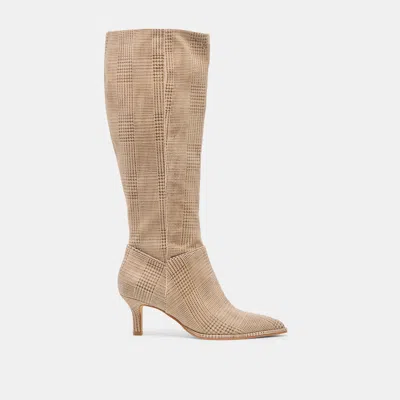 Dolce Vita Aldy Boots Herringbone Printed Suede In Neutral