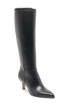 Dolce Vita Womens Emmi Pointed Toe Blade Heel Knee High Tall Dress Boots Regular Wide Calf In Black