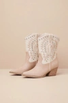Dolce Vita Aledo Sand Multi Suede Studded Mid-calf Western Boots In Sand