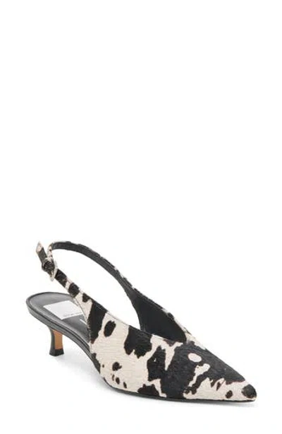 Dolce Vita Alenna Slingback Pointed Toe Kitten Heel Pump In Black/white Taurus C