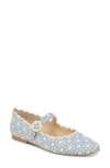 Dolce Vita Alexie Laser Cut Mary Jane Flat In Light Blue Denim