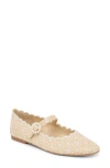Dolce Vita Alexie Laser Cut Mary Jane Flat In Light Natural Raffia