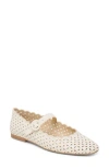 Dolce Vita Alexie Laser Cut Mary Jane Flat In White Perfforated Leather