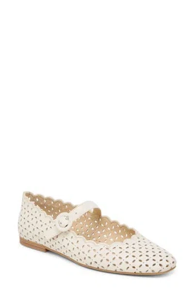 Dolce Vita Alexie Laser Cut Mary Jane Flat In White Perfforated Leather