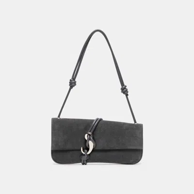 Dolce Vita Alice Shoulder Bag In Gunmetal Suede By