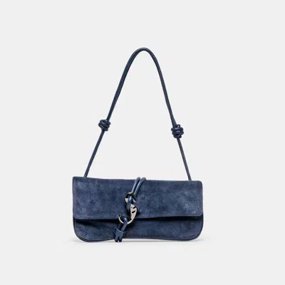 Dolce Vita Alice Shoulder Bag Navy Suede In Blue