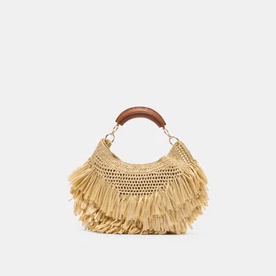 Dolce Vita Raffia Shoulder Bag In Brown