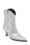 Dolce Vita Angel Pointed Toe Western Boot In Silver Metallic Leather