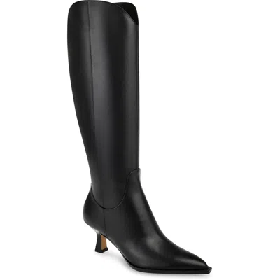 Dolce Vita Annika Womens Leather Wide Calf Knee-high Boots In Black