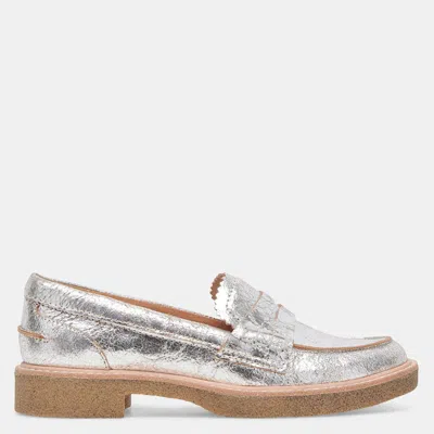 Dolce Vita Arabel Loafers Silver Distressed Leather In Gray