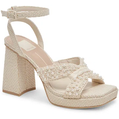 Dolce Vita Aries Pearl Womens Embellished Man Made Platform Heels In Vanilla Pearls