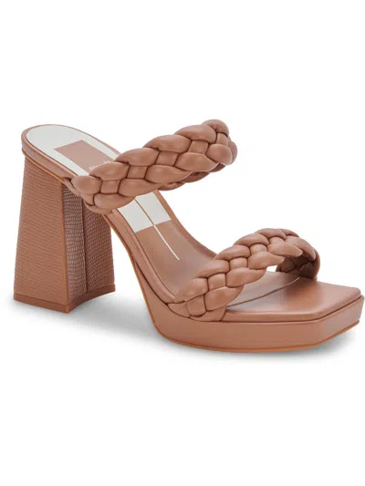 Dolce Vita Ashby Womens Faux Leather Open Toe Platform Sandals In Brown