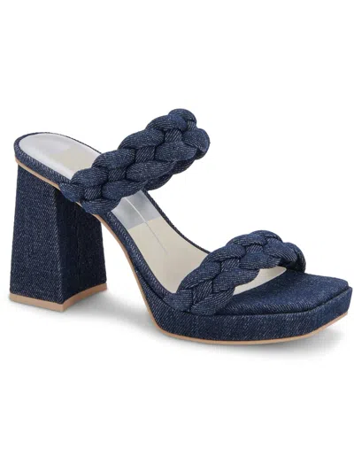 Dolce Vita Ashby Womens Faux Leather Open Toe Platform Sandals In Blue