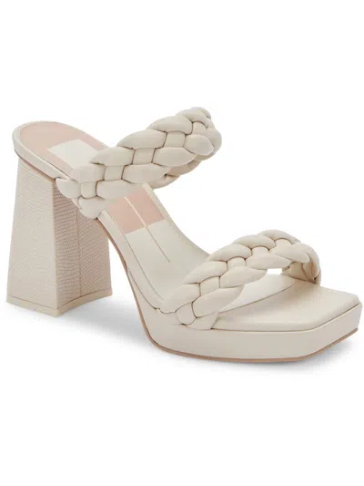 Dolce Vita Ashby Womens Faux Leather Open Toe Platform Sandals In White